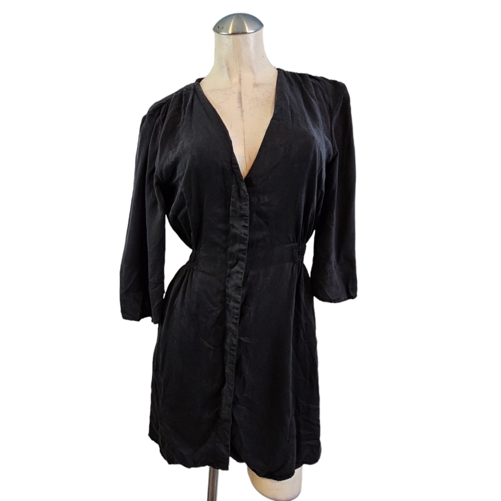 Zara Fillsens Size S Black Button Front Dress